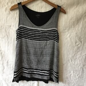 LOFT Black and Gray Striped Women's Tank Top